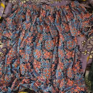 Simly Southern Pineapple Print Off-Shoulder Top